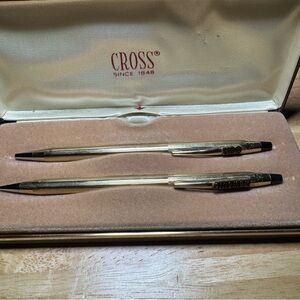 VTG Cross 10KT Gold Filled HBO Cinemax Pen Pencil Set Case Collector Use Only